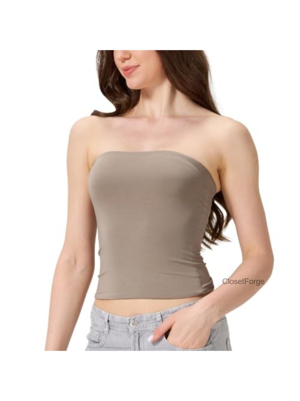 Buttery Soft Bamboo Viscose Strapless Bandeau Crop Tube Top